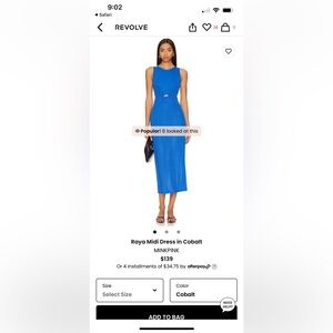 Mink Pink Raya Midi Dress, Size Small, Cobalt